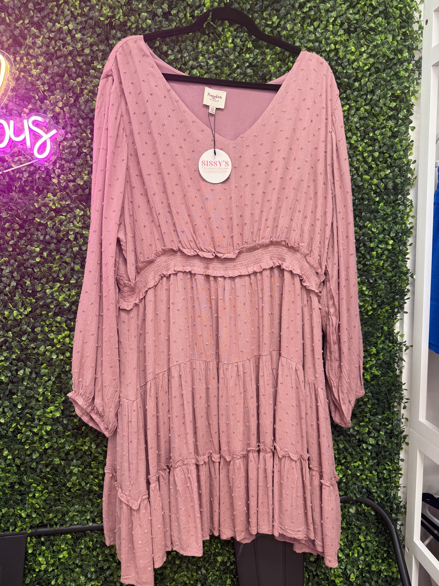 Mauve Swiss Dot Midi Dress