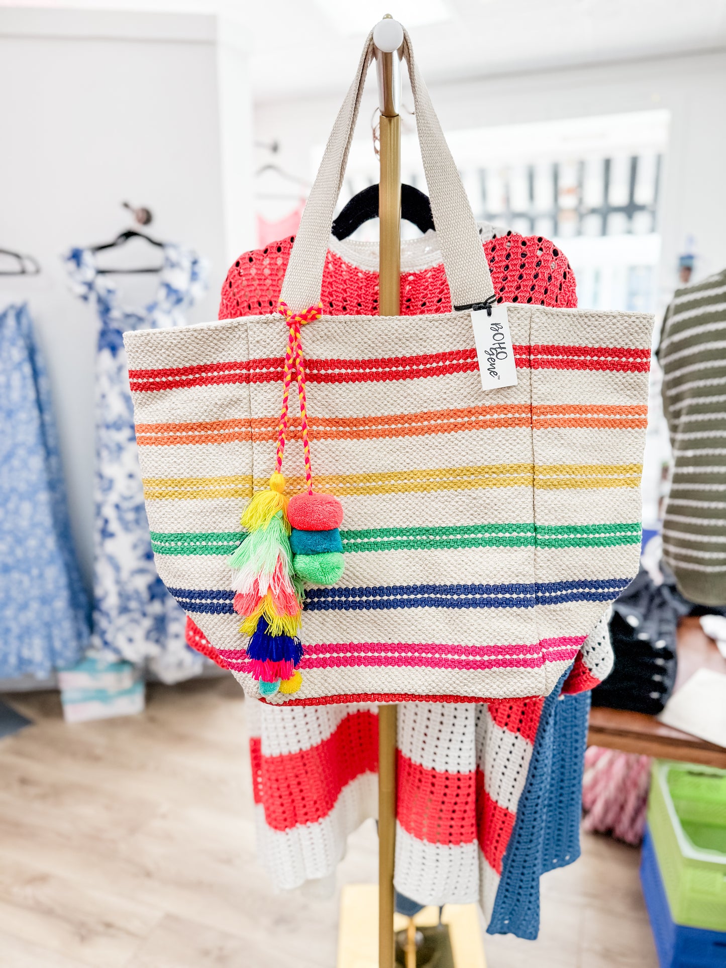 Boho Gene Striped Tote- Multi-Color Options