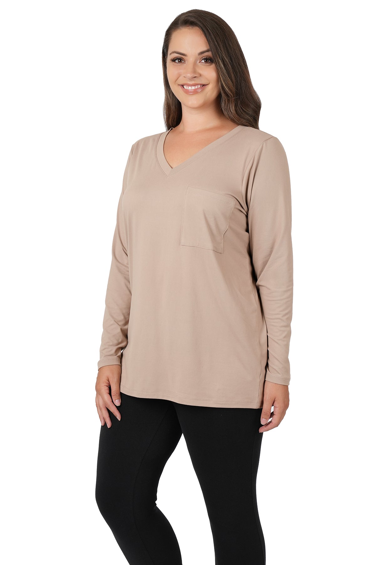 Ash Mocha Pocket Long Sleeve Top