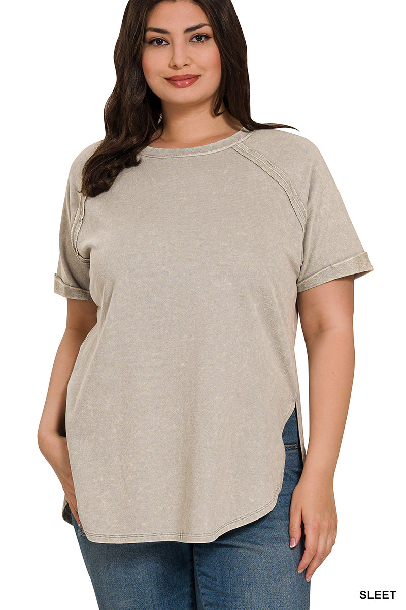 Sleet Acid Wash Short Sleeve Top