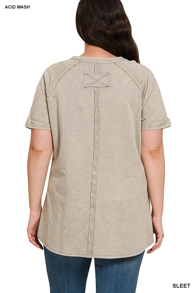 Sleet Acid Wash Short Sleeve Top
