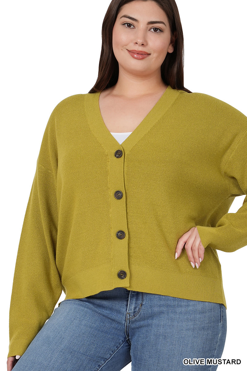 Olive Mustard Button Cardigan