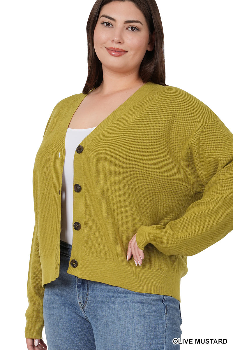 Olive Mustard Button Cardigan