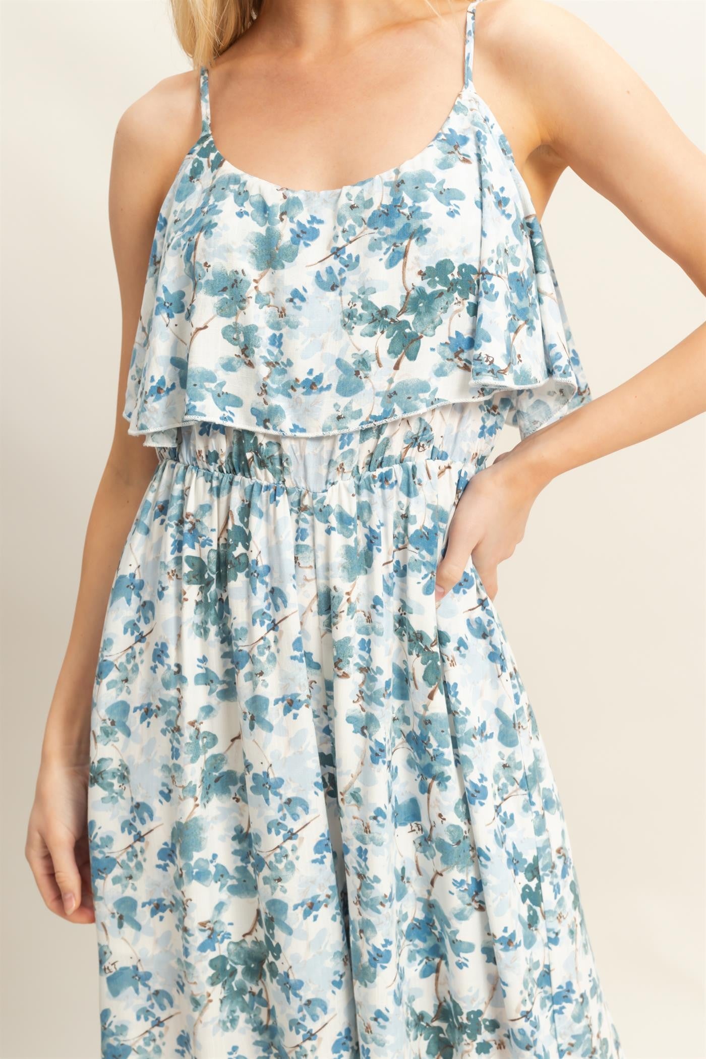 Blue Dainty Floral Jumpsuit