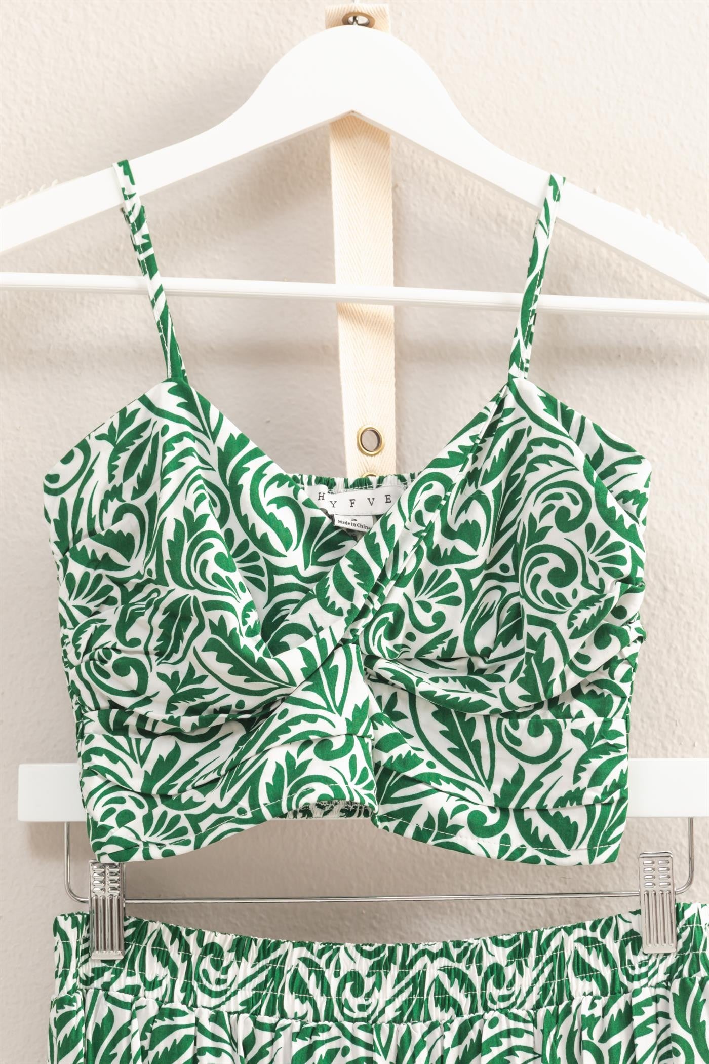 Green/White Printed 2-Piece Set