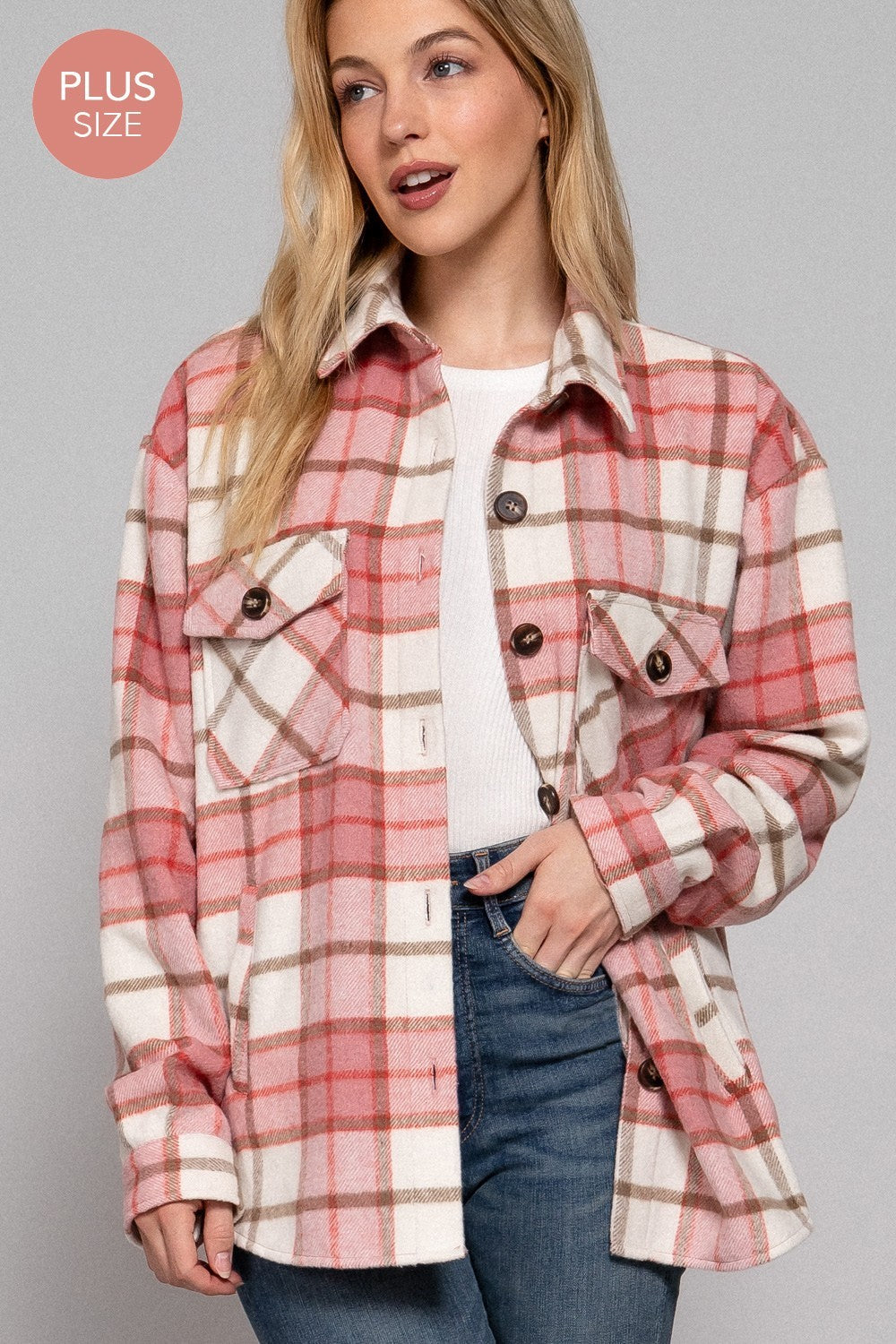 Pink Plaid Button Up Flannel