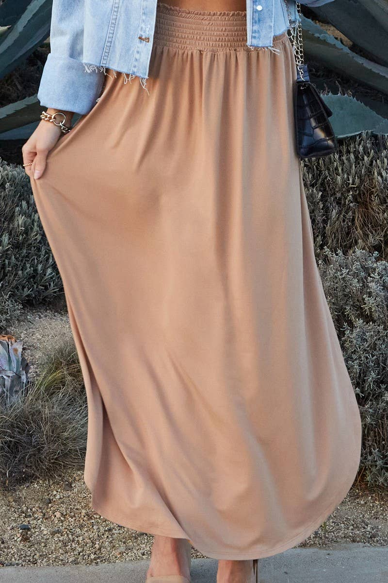 CWBLS041-P_PLUS SIZE SMOCKING WAIST MAXI SKIRT