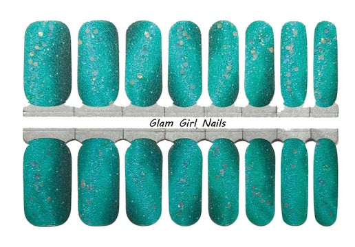 Green Glitter Nail Wrap Designs