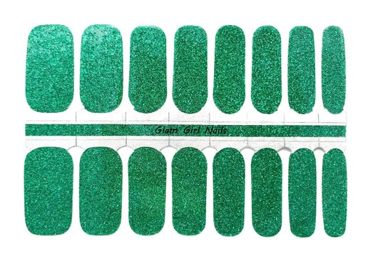Kelly Green Glitter Nail Wrap Designs