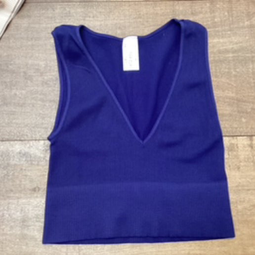 NikiBiki One Size Blue Ribbed Cropped Tank