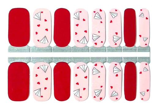 Red/ Pink Paper Airplanes Nail Wrap Designs (Copy)