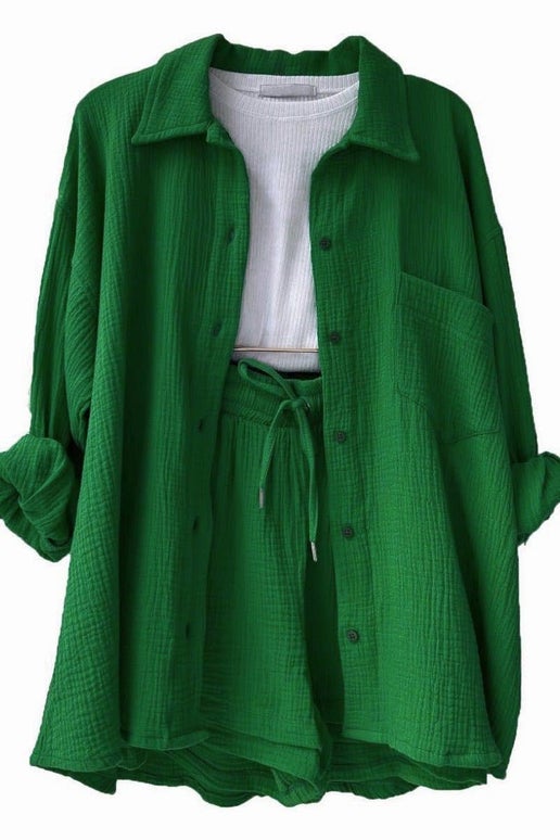 Kelly Green Button Down & Short Set