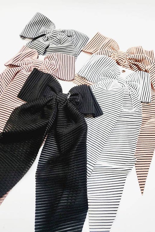 Striped Bow Hair Clip
