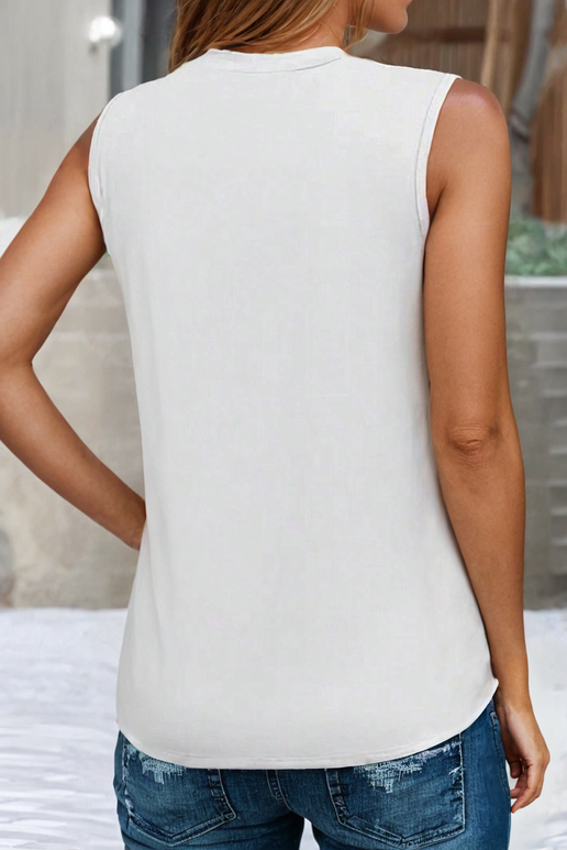 White Pleated Tank Top