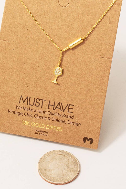 Gold Dipped Wine Bottle Pour Necklace