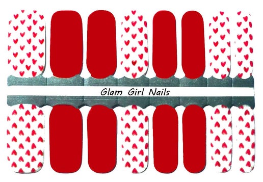 Red Hearts Nail Wrap Designs
