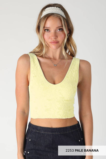 NS8309 -  Lace V Neck Tank Top
