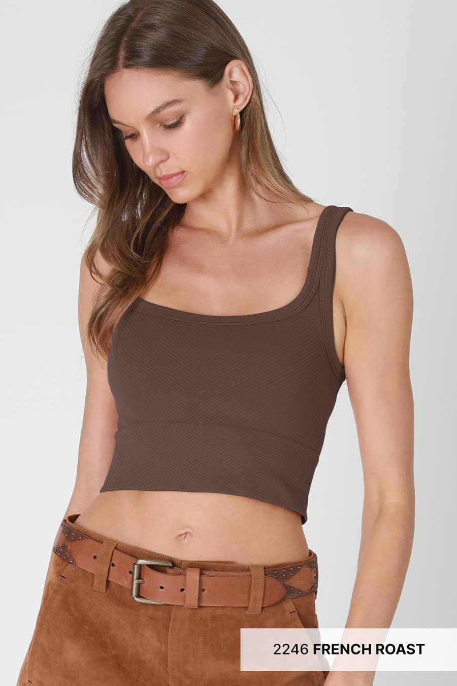 NS7801 - Chevron Ribbed Crop Top