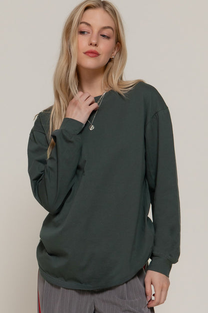 Dusk Green Long Sleeve Cotton Tee