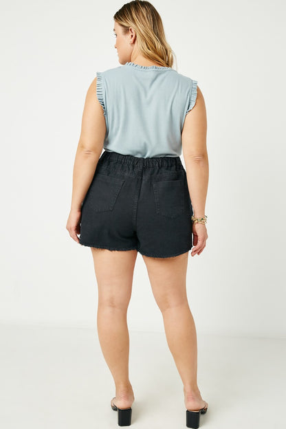 Black Distressed Jean Shorts