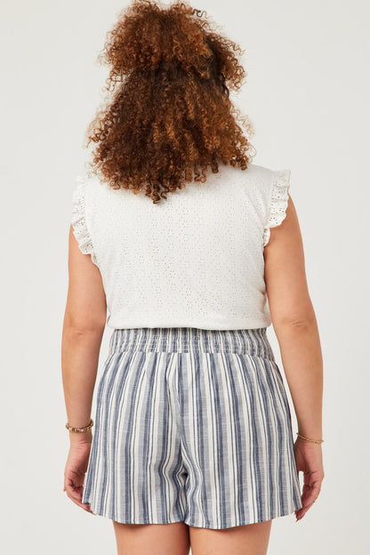 Heathered Stripe Smocked Waist Shorts