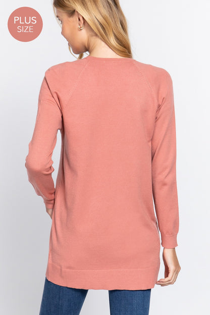 Pink Long Pocket Cardigan