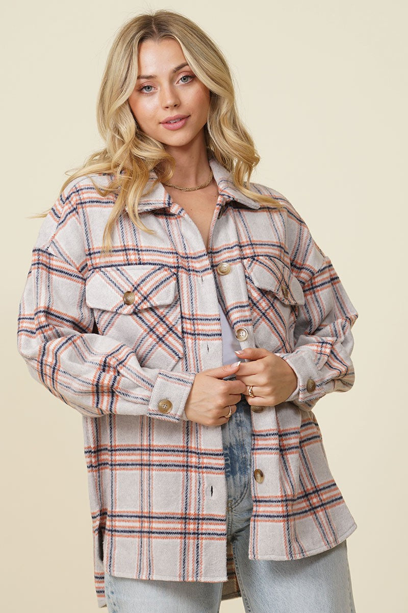Beige Plaid Shacket