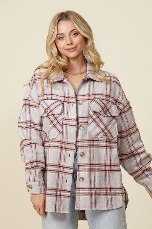 Beige Plaid Shacket