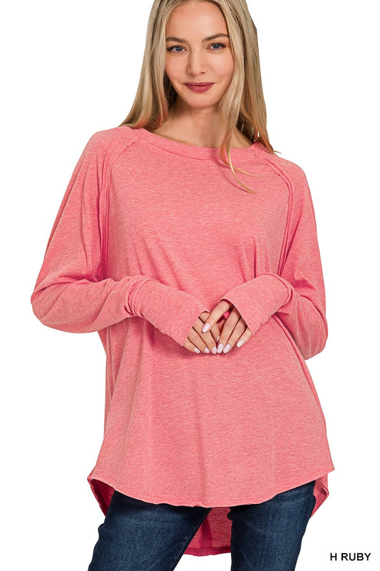 Heathered Ruby Cotton Long Sleeve