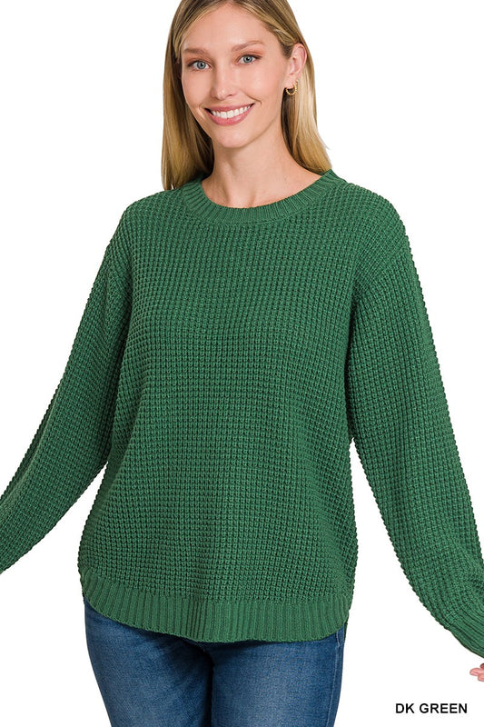 Dk. Green Waffle Knit Sweater