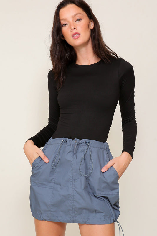 Black Form Fitting Long Sleeve Top