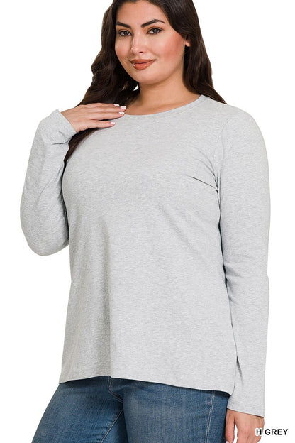 H. Grey Cotton Long Sleeve Top