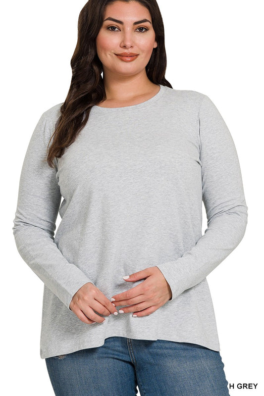 H. Grey Cotton Long Sleeve Top