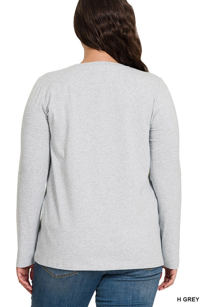 H. Grey Cotton Long Sleeve Top