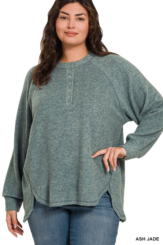 Ash Jade Oversized Henley Sweater