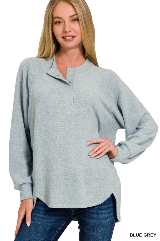 Blue/Grey Oversized Henley Sweater
