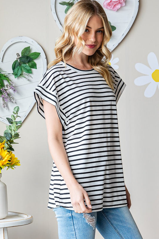 Black/White Stripe Top