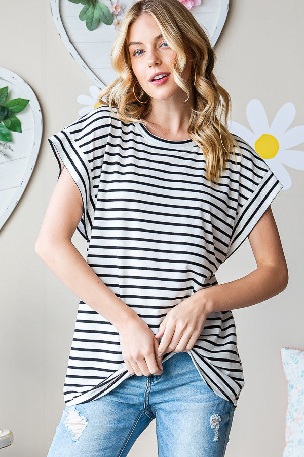 Black/White Stripe Top
