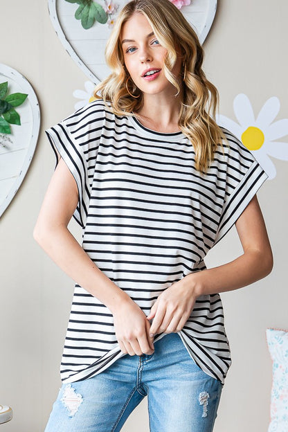 Black/White Stripe Top