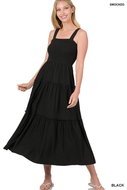 Black Smocked Top Max Dress