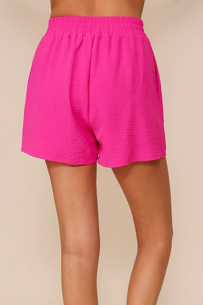 Hot Pink Smocked Waist Dressy Shorts