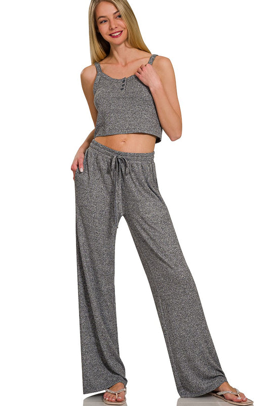 Black Melange Hacci Lounge Pants