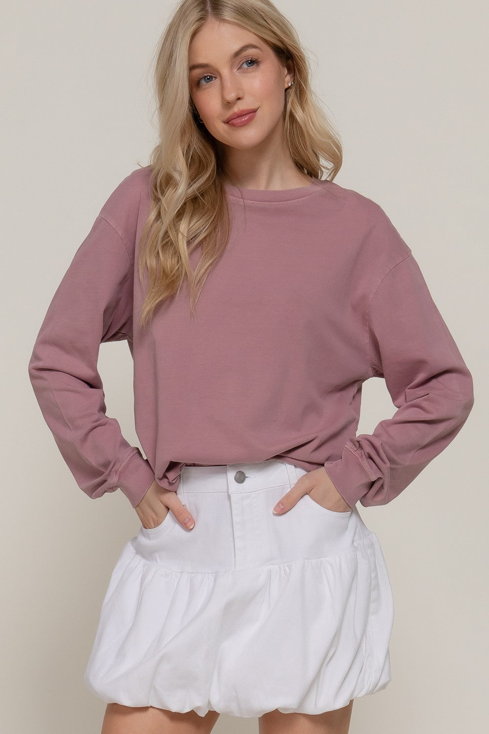 Dusty Mauve Long Sleeve Tee
