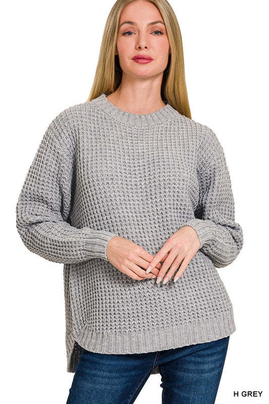 H. Grey Waffle Knit Sweater