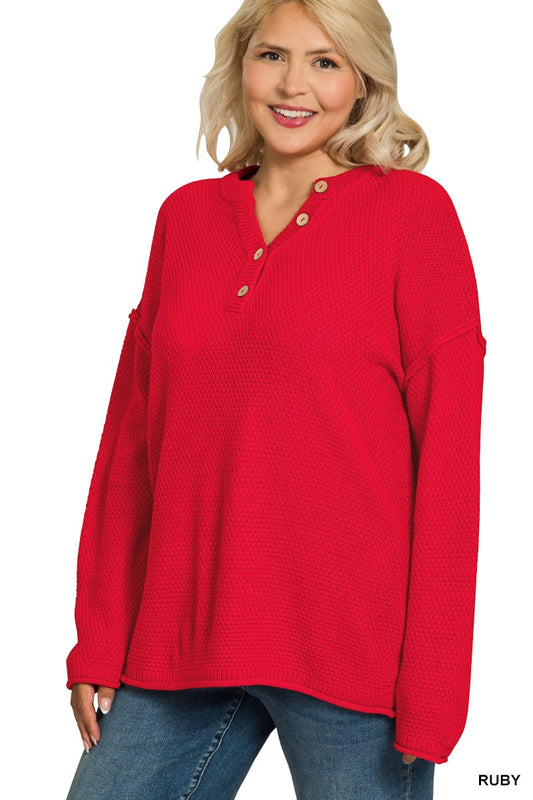 Ruby Buttoned Thermal Henley Top