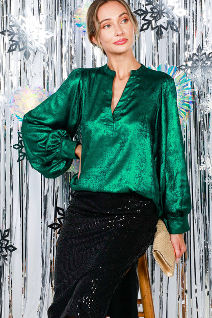 Metallic Hunter Green Blouse
