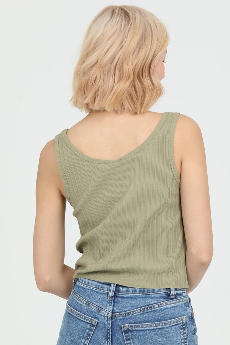 Sage Ribbed Scoop Neck Tank
