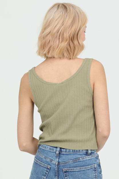 Sage Ribbed Scoop Neck Tank