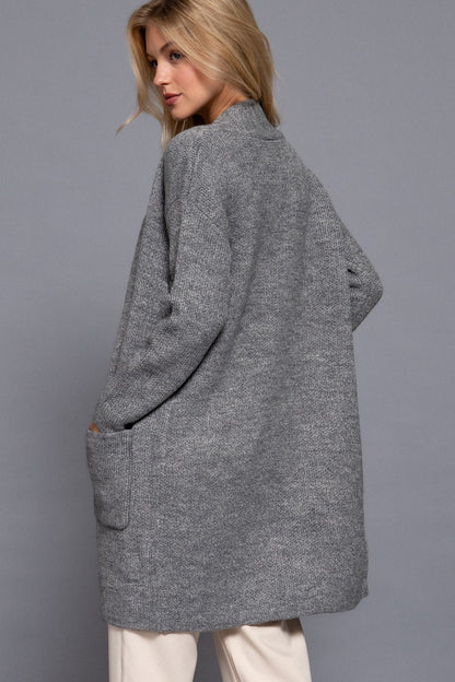 Dark H. Grey Open Long Cardigan