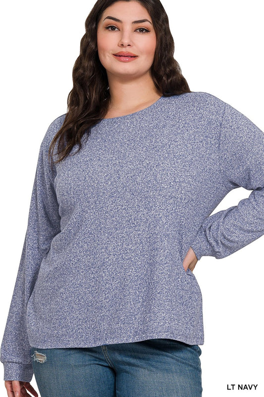 Heathered Navy Super Soft Long Sleeve Top